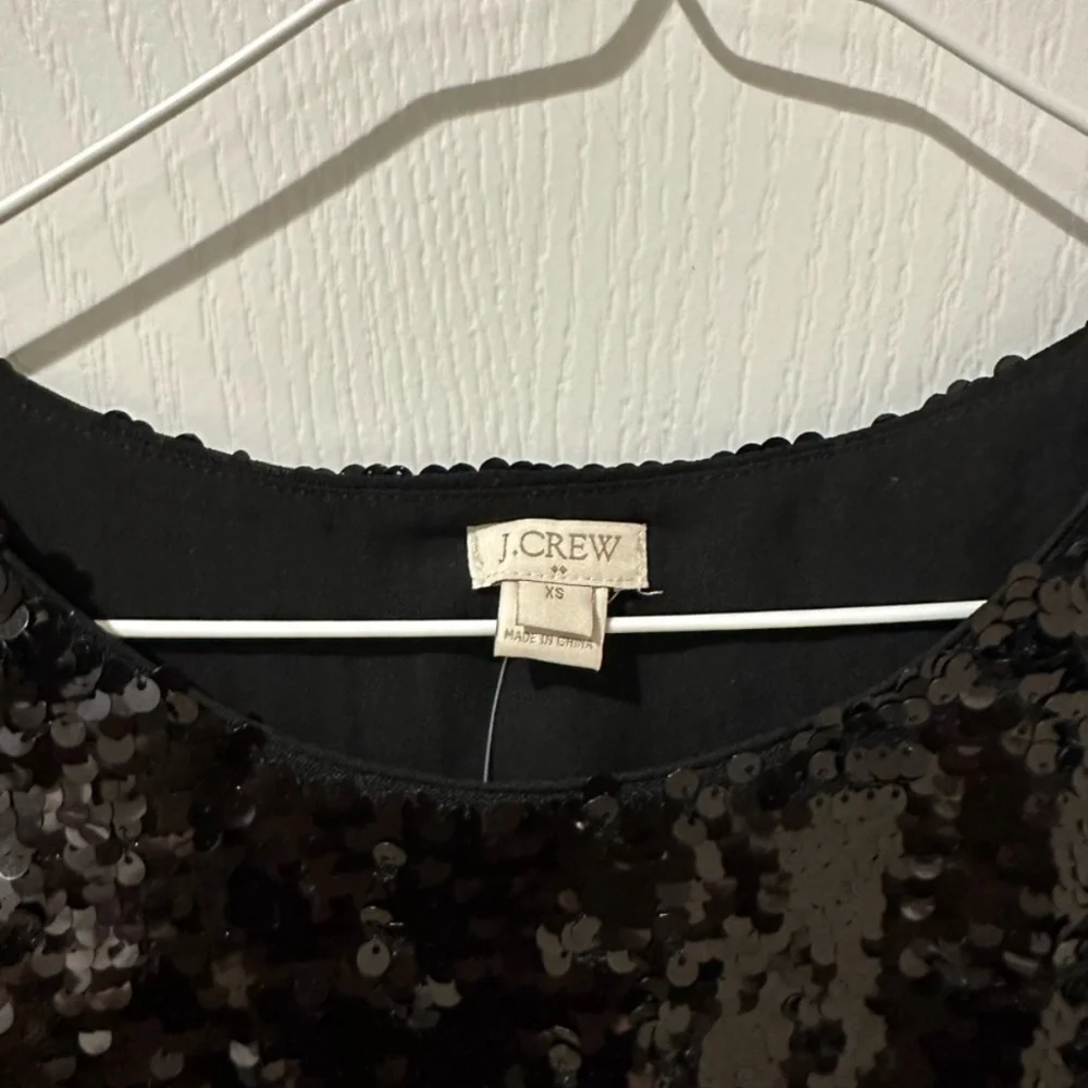 J.Crew Black Sequin Short Sleeve Top. NWT SZ XS
